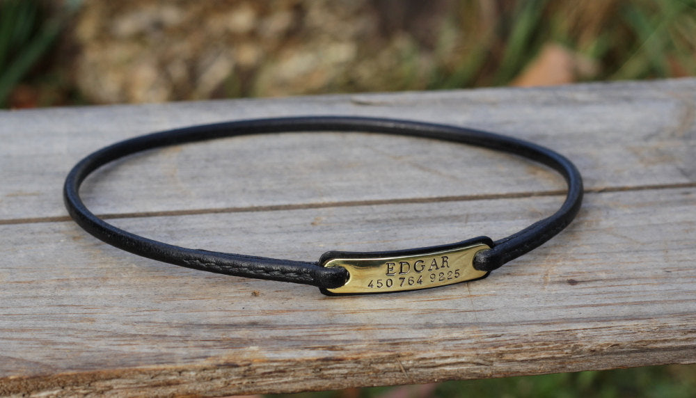 Silent identity dog collar - Round leather